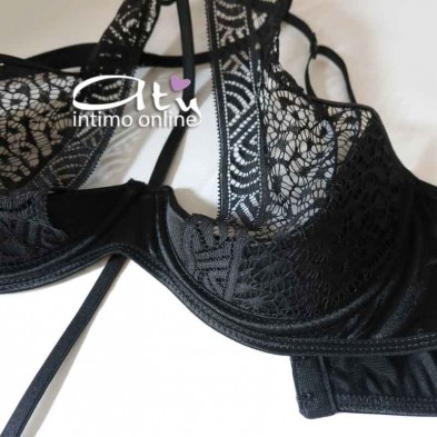 Reggiseno Pushup sexy con string + perizoma hot Passion Scarlet