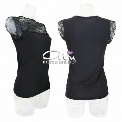 Antonella top sottogiacca elegante modal scollo plissè PRD143