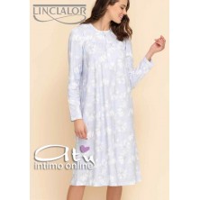 Linclalor camicia da notte lunga color rosa skin e panna 92751 - intimo notte donna