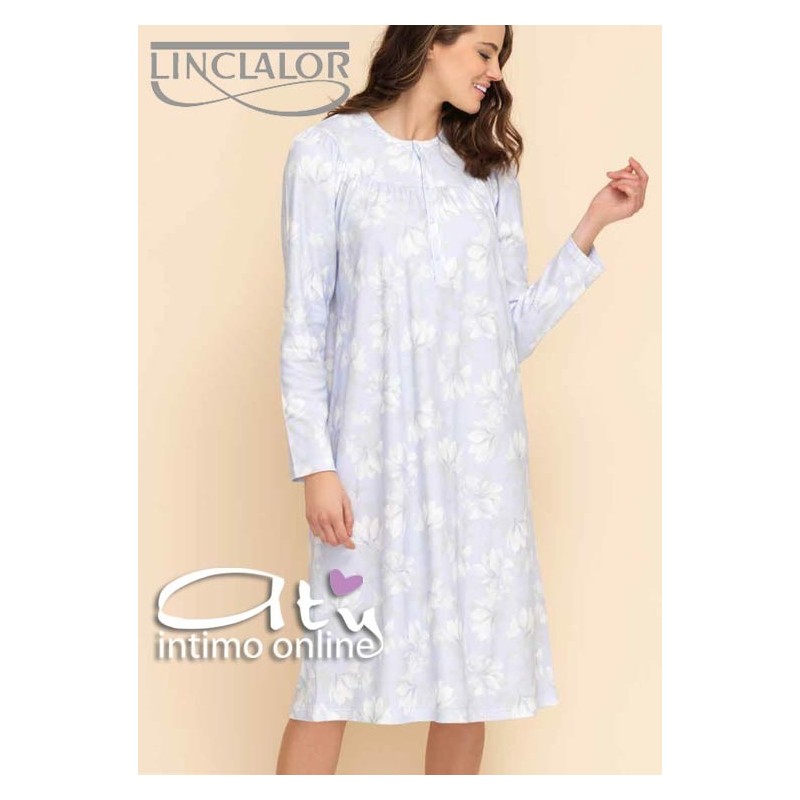 Linclalor camicia da notte lunga color rosa skin e panna 92751 - intimo notte donna