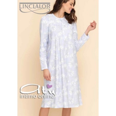 Linclalor camicia da notte lunga color rosa skin e panna 92751 - intimo notte donna