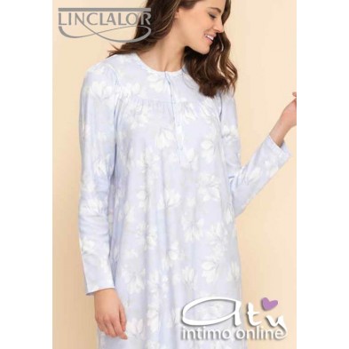 Linclalor camicia da notte lunga color rosa skin e panna 92751 - intimo notte donna