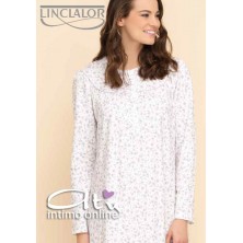 Linclalor camicia da notte lunga color glicine e panna  92721 - intimo notte donna