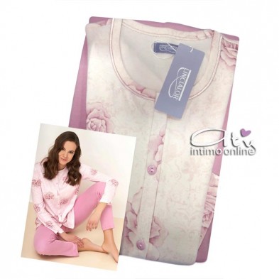 Linclalor pigiama invernale ibisco manica lunga 92741 - intimo notte donna
