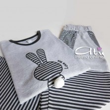 Pigiama donna con righe LoveandBra 28599 invernale