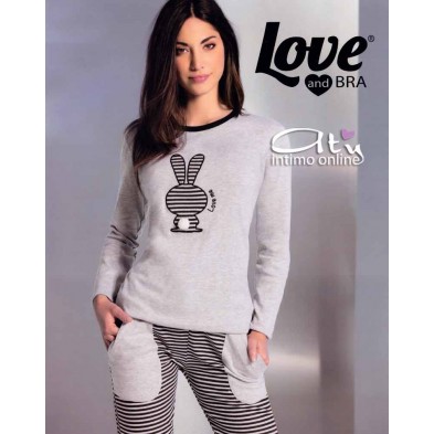 Pigiama donna con righe LoveandBra 28599 invernale