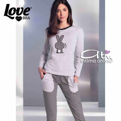 Pigiama donna con righe LoveandBra 28599 invernale