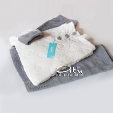 Pigiama da donna in coral panna o Blu con bottoni Infiore Leisure LEI650246