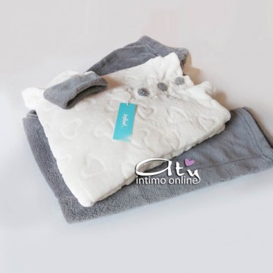 Pigiama da donna in coral panna o Blu con bottoni Infiore Leisure LEI650246