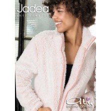 Giacca Jadea pesca e grigio peluche sherpa zip 5122 - giacche da camera donna