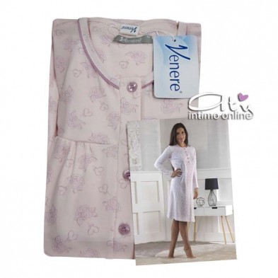 Camicia da notte invernale Venere in cotone confetto 2527