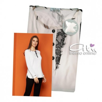 Andra Dreamwear pigiama calda viscosa e pipping raso 8679 - pigiami donna invernali