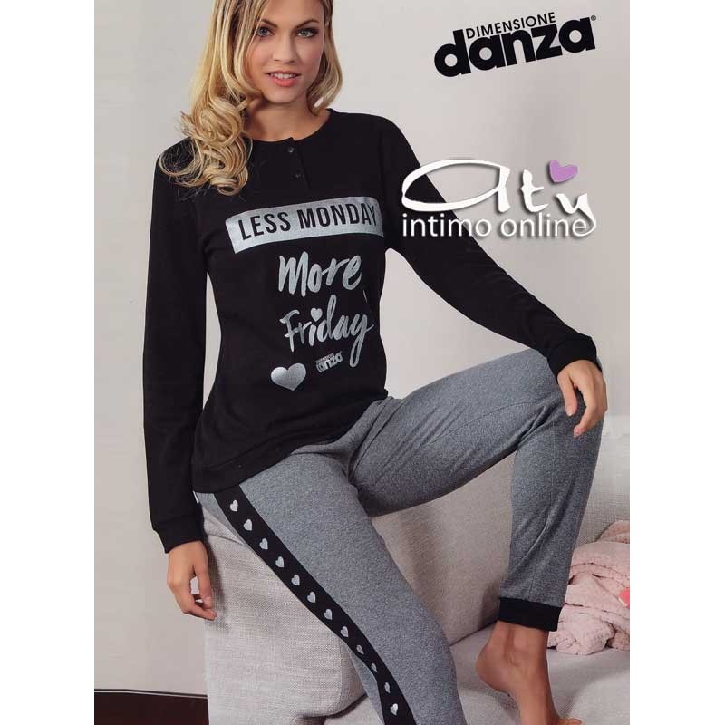 pigiami ragazza - Dimensione Danza Pigiama invernale con cuori argento DD20155