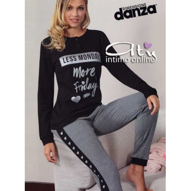 pigiami ragazza - Dimensione Danza Pigiama invernale con cuori argento DD20155