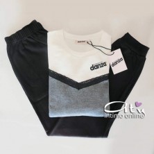 Dimensione Danza Pigiama da donna invernale DD20162 con taglio lancia e pizzo