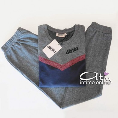 Dimensione Danza Pigiama da donna invernale DD20162 con taglio lancia e pizzo