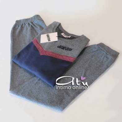 Dimensione Danza Pigiama da donna invernale DD20162 con taglio lancia e pizzo