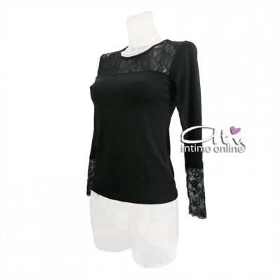 Maglietta prestige MagicDream 8045 con pizzo nero - sottogiacche donna