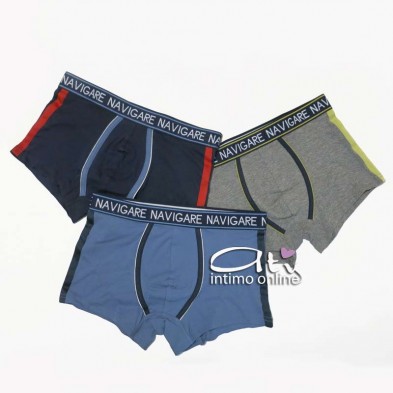Navigare Boxer B2942Z Tris liscio con profili contrasto - intimo uomo