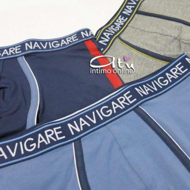Navigare Boxer B2942Z Tris liscio con profili contrasto - intimo uomo