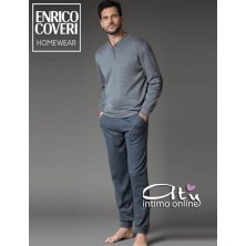 Pigiama Coveri EP5072 Prestige Tartan grigio con toppe - Pigiami invernali