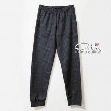 Pigiama Coveri EP5072 Prestige Tartan grigio con toppe - Pigiami invernali