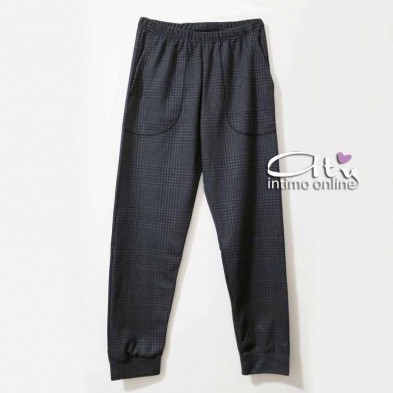 Pigiama Coveri EP5072 Prestige Tartan grigio con toppe - Pigiami invernali