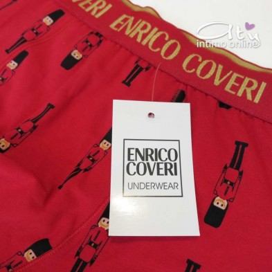 Boxer Natale Rosso e Blu logo oro Enrico Coveri EB1702 - mutande uomo rosse