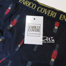 Boxer Natale Rosso e Blu logo oro Enrico Coveri EB1702 - mutande uomo rosse