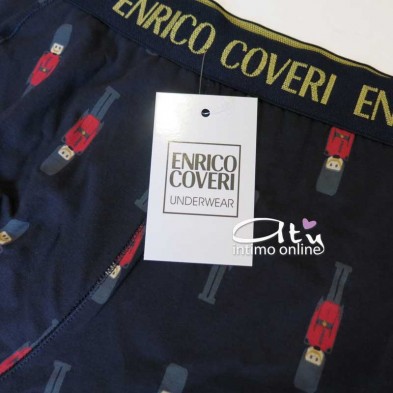 Boxer Natale Rosso e Blu logo oro Enrico Coveri EB1702 - mutande uomo rosse