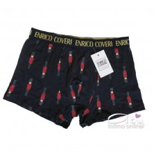 Boxer Natale Rosso e Blu logo oro Enrico Coveri EB1702 - mutande uomo rosse