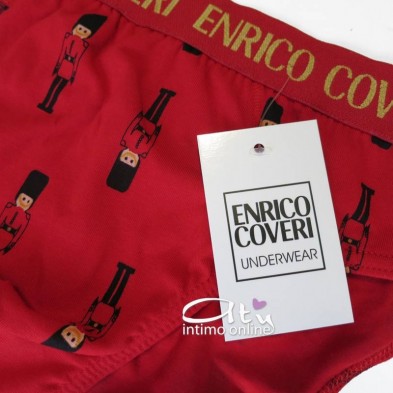 Slip Natale Rosso e Blu logo oro Enrico Coveri ES1702 - mutande intimo uomo