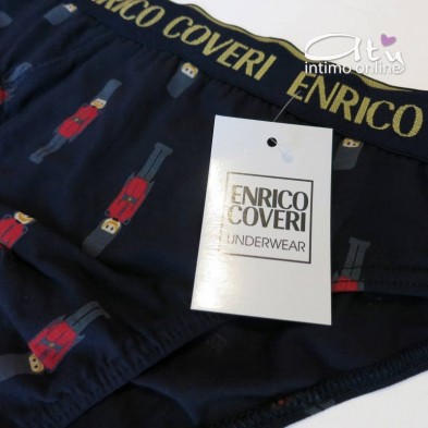 Slip Natale Rosso e Blu logo oro Enrico Coveri ES1702 - mutande intimo uomo