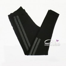 Leggings felpato nero Rossoporpora bande argento LR320F