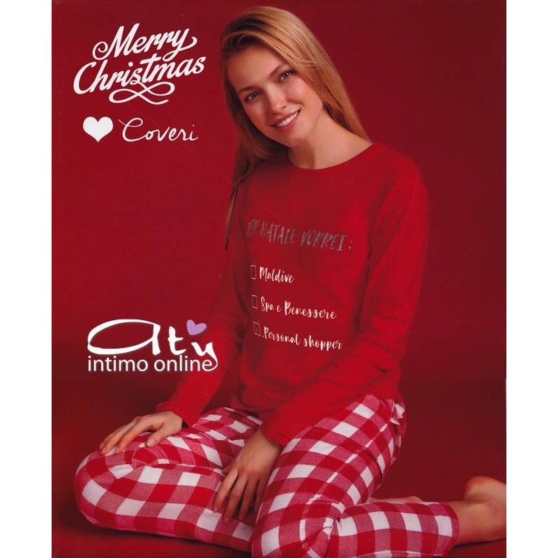 Coveri pigiama invernale rosso Natale da donna EP1312