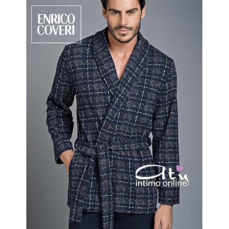 Vestaglia corta da camera invernale EP5063 Enrico Coveri uomo Blu