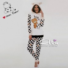 Pigiama con orecchie e tessuto grandi Pois Crazy Farm - pigiama ragazza
