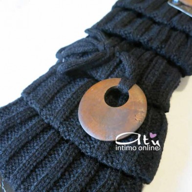 Scaldamuscoli neri con dettaglio disco in legno Alan Socks