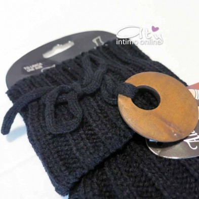 Scaldamuscoli neri con dettaglio disco in legno Alan Socks