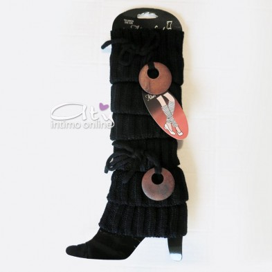 Scaldamuscoli neri con dettaglio disco in legno Alan Socks