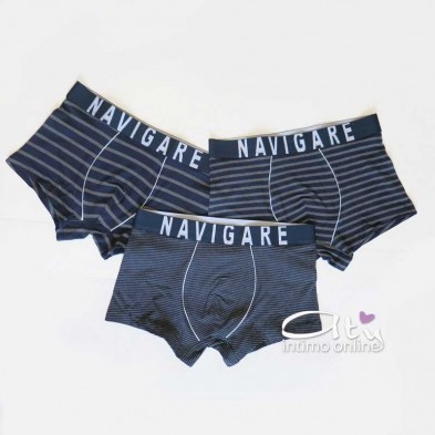 Navigare Boxer B2952Z Tris rigati differenziati navy e grigio - mutande intimo