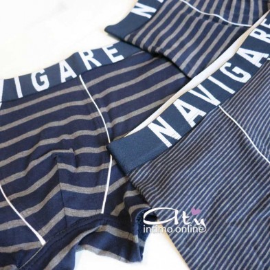 Navigare Boxer B2952Z Tris rigati differenziati navy e grigio - mutande intimo
