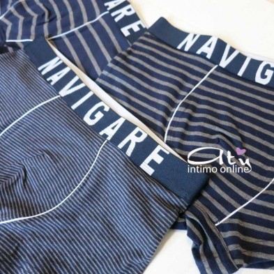 Navigare Boxer B2952Z Tris rigati differenziati navy e grigio - mutande intimo