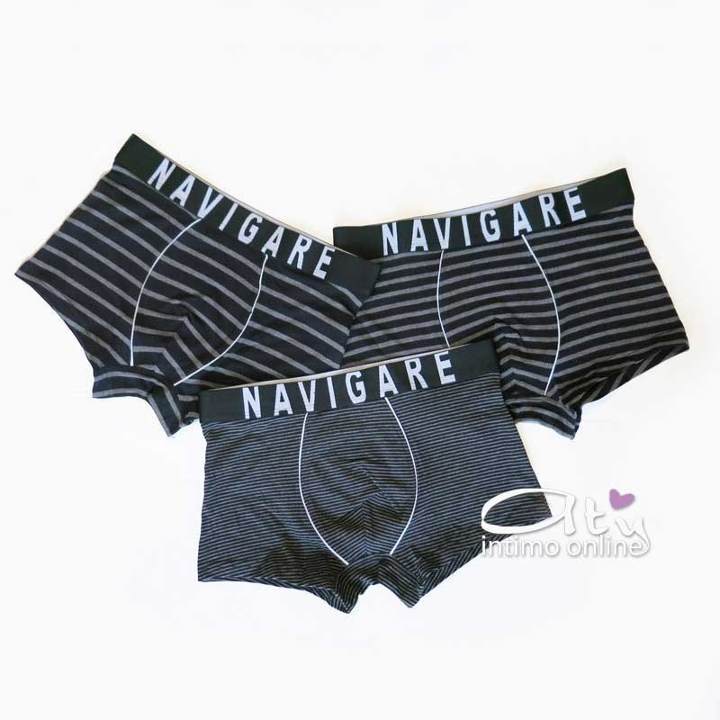 Navigare Boxer B2952Z Tris rigati differenziati Nero e grigio