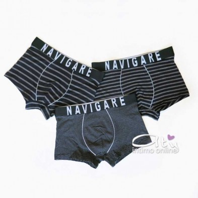 Navigare Boxer B2952Z Tris rigati differenziati Nero e grigio