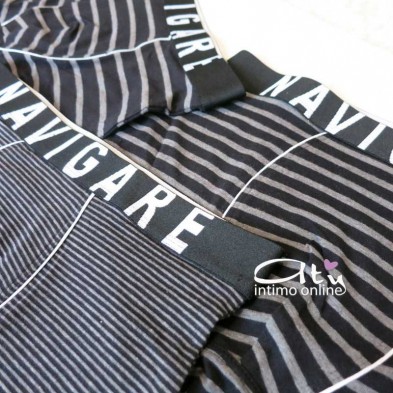Navigare Boxer B2952Z Tris rigati differenziati Nero e grigio