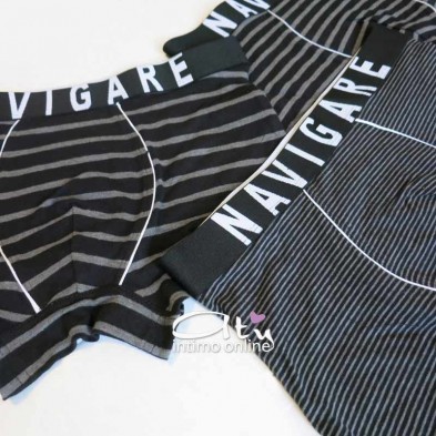 Navigare Boxer B2952Z Tris rigati differenziati Nero e grigio