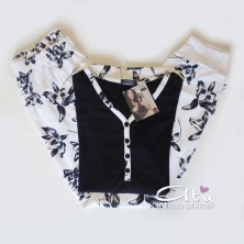 Pigiama estivo Intimami ID569 fiori nero o blu - pigiami online donna