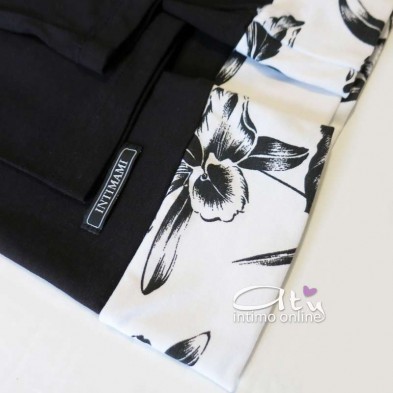 Pigiama estivo Intimami ID569 fiori nero o blu - pigiami online donna