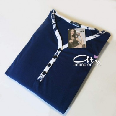 Pigiama estivo Intimami ID569 fiori nero o blu - pigiami online donna